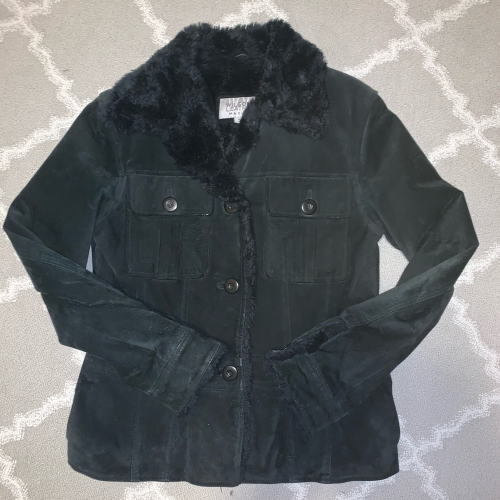 WILSONS LEATHER GENUINE SUEDE BLACK COAT